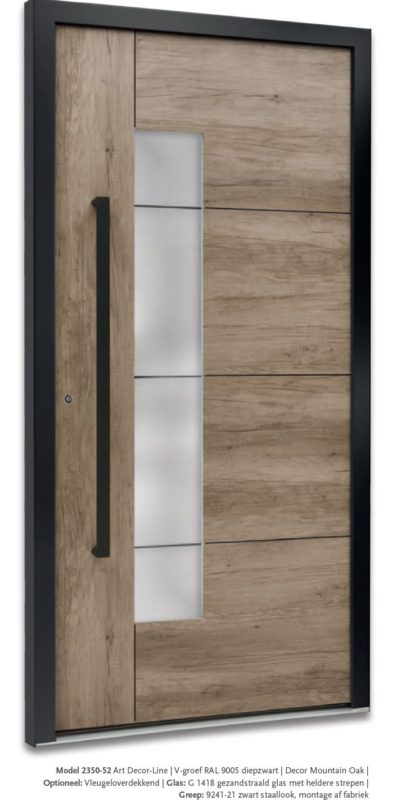 Modern Model 2350-52 V-groef Ral9005 diepzwart, Decor Montain Oak