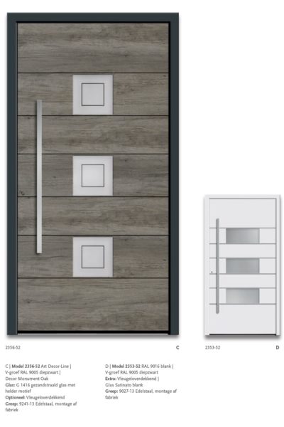 Modern Model 2356-52 V-groef Ral9005 diepzwart, Decor Montain Oak